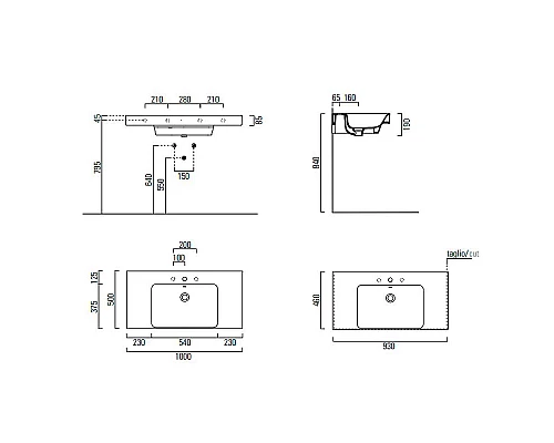 Купить Раковина GSI Nubes 100 9651111 Белая в магазине сантехники Santeh-Crystal.ru
