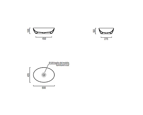 Заказать Раковина-чаша GSI Pura 60 884217 Cenere opaco в магазине сантехники Santeh-Crystal.ru