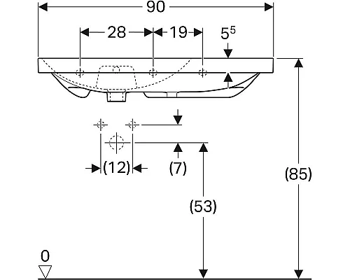 Купить Раковина Geberit Acanto 90 500.625.01.2 Белая в магазине сантехники Santeh-Crystal.ru