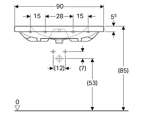 Заказать Раковина Geberit Acanto Compact 90 500.633.01.2 Белая в магазине сантехники Santeh-Crystal.ru
