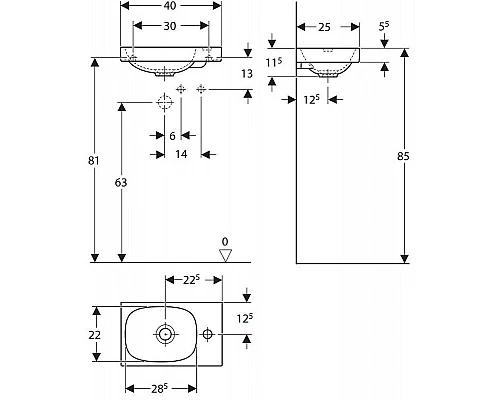 Купить Раковина Geberit Acanto 40 R 500.635.01.2 Белая в магазине сантехники Santeh-Crystal.ru