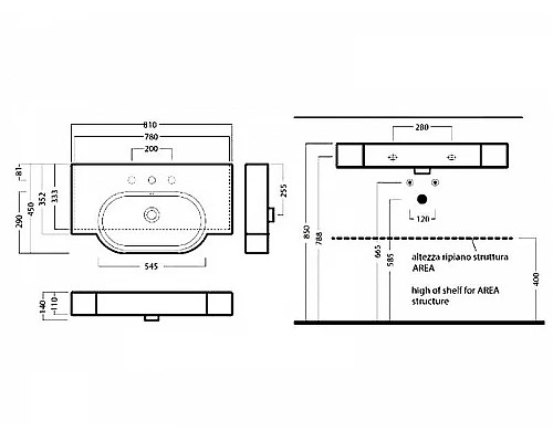 Приобрести Раковина Hatria Area 81 Y0UP01 Белая в магазине сантехники Santeh-Crystal.ru