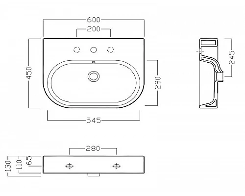Заказать Раковина Hatria Area 60 Y0UH01 Белая в магазине сантехники Santeh-Crystal.ru