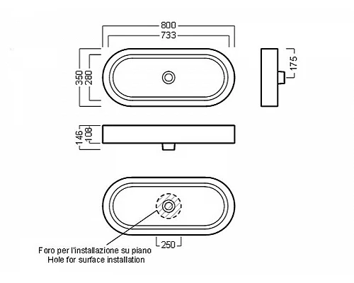 Приобрести Раковина-чаша Hatria Area 80 Y0UF01 Белая в магазине сантехники Santeh-Crystal.ru