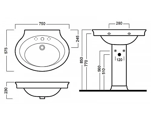 Приобрести Раковина Hatria Dolcevita 75 Y0EW01 Белая в магазине сантехники Santeh-Crystal.ru