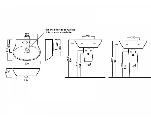 Приобрести Раковина Hatria Nido 62 Y0R401 Белая в магазине сантехники Santeh-Crystal.ru