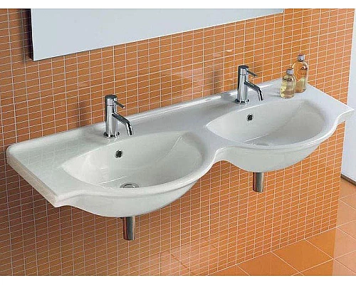 Купить Раковина Hatria Sophie 125 Y0Q501 двойная Белая в магазине сантехники Santeh-Crystal.ru