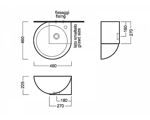 Заказать Раковина Hatria You and Me 46 L Y0H601 угловая Белая в магазине сантехники Santeh-Crystal.ru