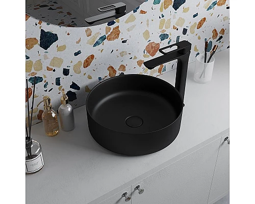 Купить Раковина-чаша Iddis Ray 35.5 RAYBM03i27 Черная матовая в магазине сантехники Santeh-Crystal.ru