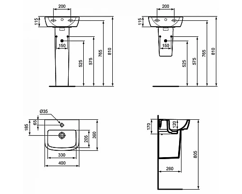 Купить Раковина Ideal Standard Tempo 40 T056701 Euro White в магазине сантехники Santeh-Crystal.ru