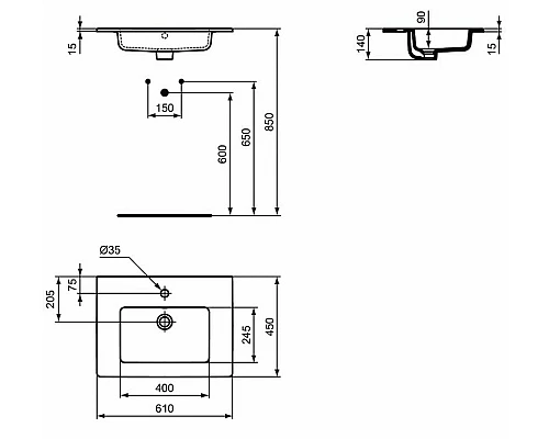 Заказать Раковина Ideal Standard Tempo 61 E066801 Euro White в магазине сантехники Santeh-Crystal.ru