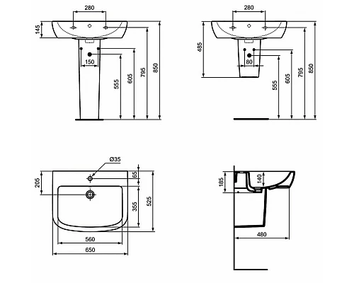 Приобрести Раковина Ideal Standard Tempo 65 T056301 Euro White в магазине сантехники Santeh-Crystal.ru