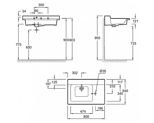 Приобрести Раковина Jacob Delafon Soprano 80 EXL122-00 Белая в магазине сантехники Santeh-Crystal.ru