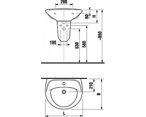 Купить Раковина Jika Lyra 55 8.1427.1.000.104.9 Белая в магазине сантехники Santeh-Crystal.ru