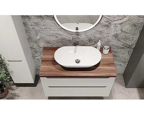 Приобрести Столешница под раковину Jorno Wood 80 Wood.06.80/DW Темное дерево в магазине сантехники Santeh-Crystal.ru