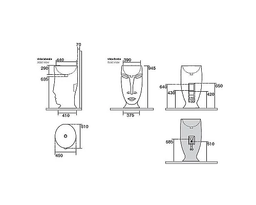 Приобрести Раковина Kerasan Artwork Moloco 45 474031 Черная матовая в магазине сантехники Santeh-Crystal.ru