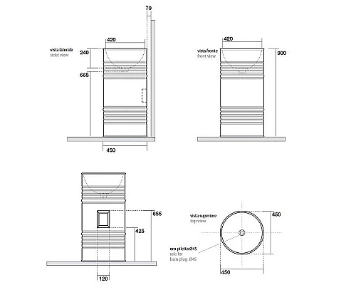 Купить Раковина Kerasan Artwork Barrel 45 474331 Черная матовая в магазине сантехники Santeh-Crystal.ru