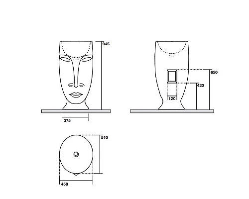 Заказать Раковина Kerasan Artwork Moloco 45 474001 Белая в магазине сантехники Santeh-Crystal.ru