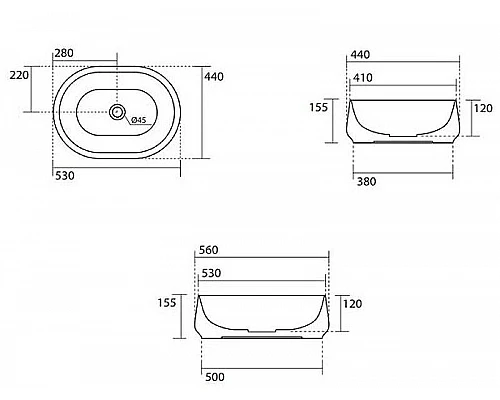 Приобрести Раковина-чаша Kerasan F10 56 460531 Черная матовая в магазине сантехники Santeh-Crystal.ru