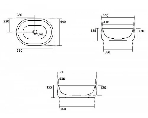 Купить Раковина-чаша Kerasan F10 56 460530 Белая матовая в магазине сантехники Santeh-Crystal.ru