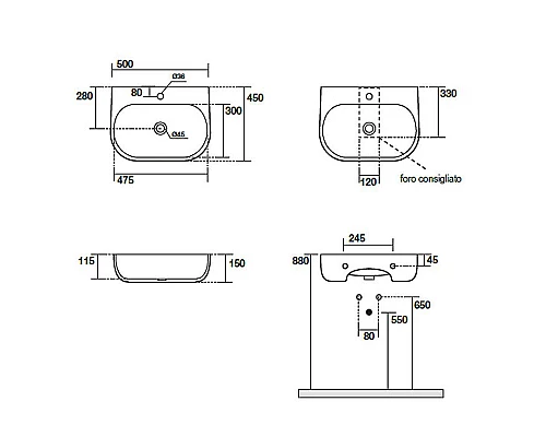 Приобрести Раковина Kerasan Nolita 50 534031x1 Черная матовая в магазине сантехники Santeh-Crystal.ru