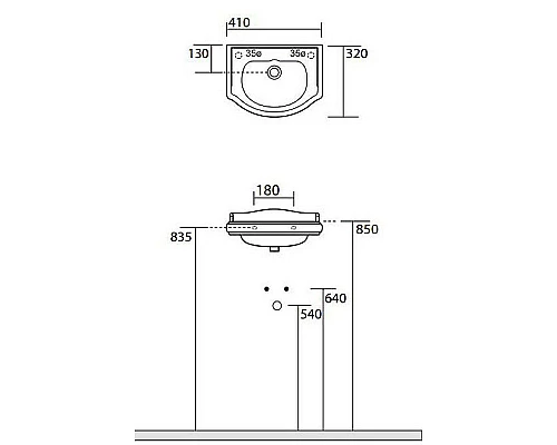 Купить Раковина Kerasan Retro 41 103301x0 Белая в магазине сантехники Santeh-Crystal.ru