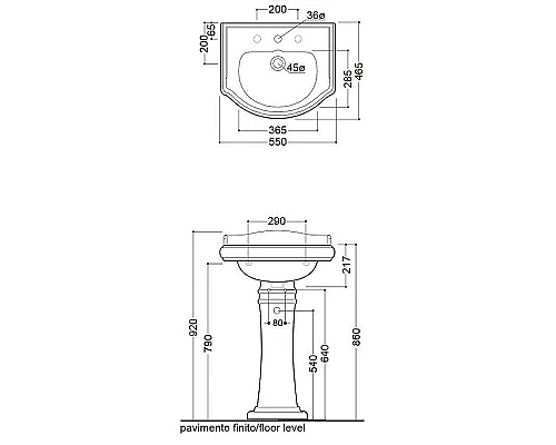 Купить Раковина Kerasan Retro 55 104501x1 Белая в магазине сантехники Santeh-Crystal.ru