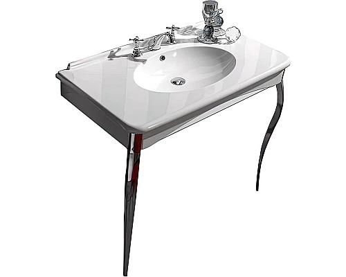 Купить Раковина-консоль Kerasan Retro 100 1049K0 bix3 cr legs Белая Хром в магазине сантехники Santeh-Crystal.ru