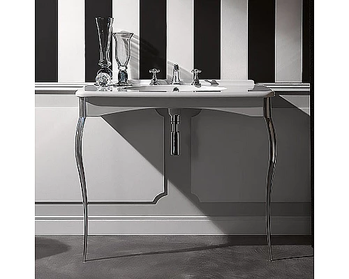 Купить Раковина-консоль Kerasan Retro 100 1049K0 bix3 cr legs Белая Хром в магазине сантехники Santeh-Crystal.ru
