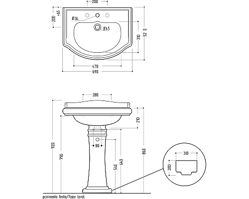 Приобрести Раковина Migliore Bella 69 20606 Белая в магазине сантехники Santeh-Crystal.ru