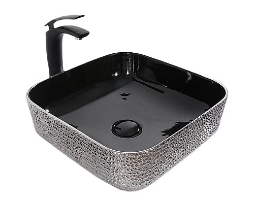 Купить Раковина-чаша Mira 39 MR-3939BS Черная Серебро в магазине сантехники Santeh-Crystal.ru