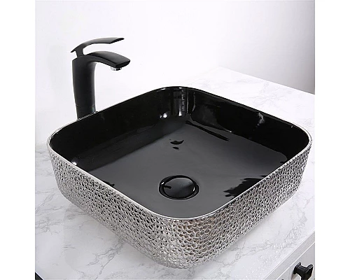 Купить Раковина-чаша Mira 39 MR-3939BS Черная Серебро в магазине сантехники Santeh-Crystal.ru