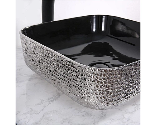 Купить Раковина-чаша Mira 39 MR-3939BS Черная Серебро в магазине сантехники Santeh-Crystal.ru