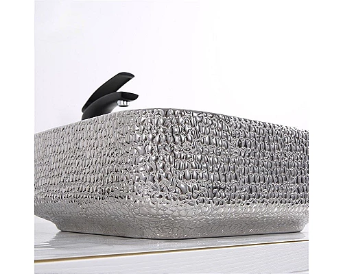 Купить Раковина-чаша Mira 39 MR-3939BS Черная Серебро в магазине сантехники Santeh-Crystal.ru