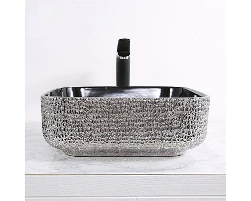 Купить Раковина-чаша Mira 39 MR-3939BS Черная Серебро в магазине сантехники Santeh-Crystal.ru