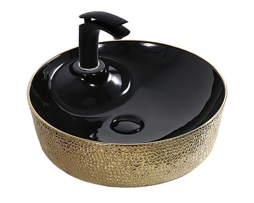 Приобрести Раковина-чаша Mira 45 MR-4545BG Черная Золото в магазине сантехники Santeh-Crystal.ru