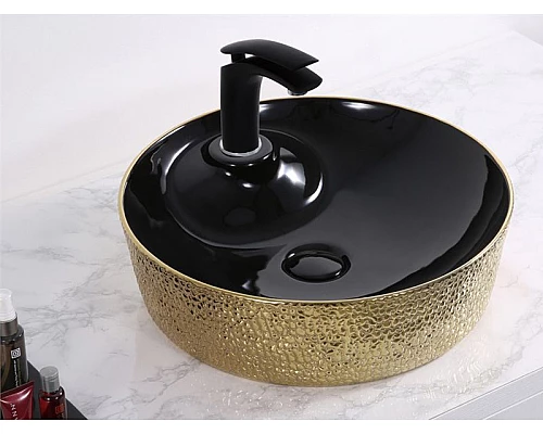 Приобрести Раковина-чаша Mira 45 MR-4545BG Черная Золото в магазине сантехники Santeh-Crystal.ru