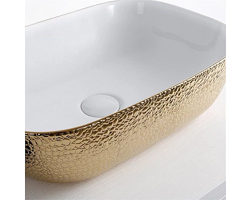 Купить Раковина-чаша Mira 46 MR-4632WG Белая Золото в магазине сантехники Santeh-Crystal.ru