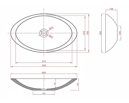 Приобрести Раковина-чаша Montebianco Gondola Tre 60 13043 Белая в магазине сантехники Santeh-Crystal.ru