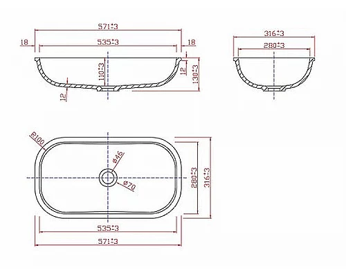 Приобрести Раковина Montebianco Loreto Sesto 57 13217 Белая матовая в магазине сантехники Santeh-Crystal.ru