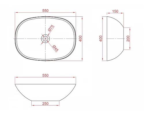 Заказать Раковина-чаша Montebianco Loreto Cinque 400 55 12023 Белая в магазине сантехники Santeh-Crystal.ru