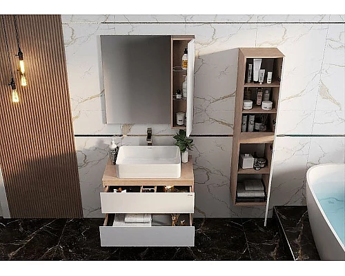 Приобрести Столешница под раковину Onika Алеста 80 680001 Камень светлый в магазине сантехники Santeh-Crystal.ru