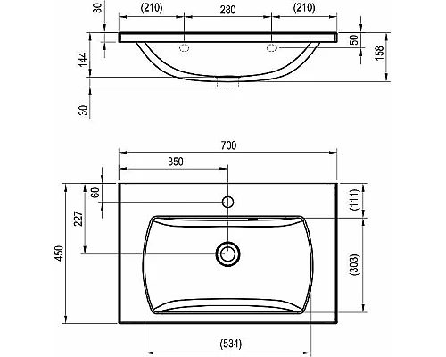 Заказать Раковина Ravak Classic II 70 XJX01170000 Белая в магазине сантехники Santeh-Crystal.ru