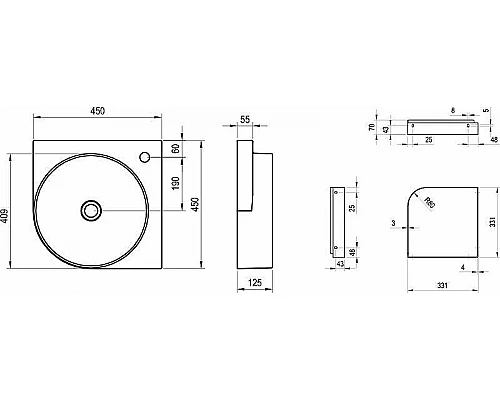 Приобрести Раковина Ravak Yard 45 C XJX01245000 угловая Белая в магазине сантехники Santeh-Crystal.ru