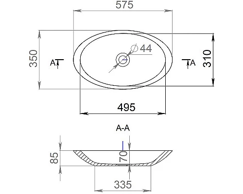 Заказать Раковина 57,5x35 см Salini S-Sense Callista 02 1101102G в магазине сантехники Santeh-Crystal.ru