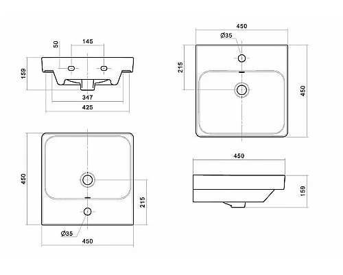 Приобрести Раковина Santek Адриана 45 1.WH50.1.630 Белая в магазине сантехники Santeh-Crystal.ru