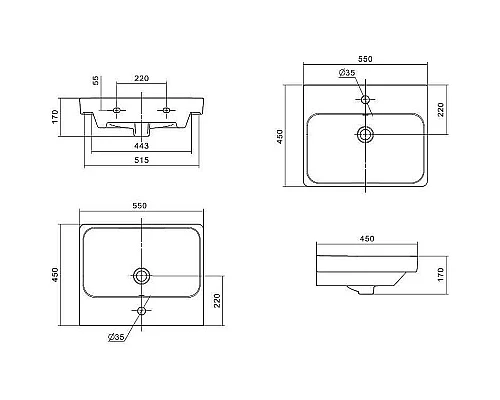 Купить Раковина Santek Адриана 55 1WH501620 Белая в магазине сантехники Santeh-Crystal.ru