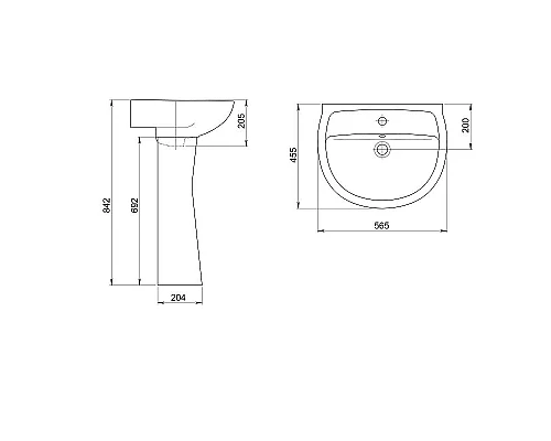 Купить Раковина Santeri Версия 55 1.3111.5.S00.11B.0 Белая в магазине сантехники Santeh-Crystal.ru