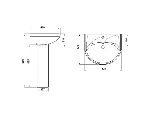Заказать Раковина Santeri Вест 60 1.3111.8.S00.11B.0 Белая в магазине сантехники Santeh-Crystal.ru