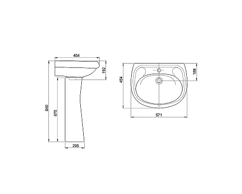 Купить Раковина Santeri Воротынский 55 1.3111.7.S00.10B.0 Белая в магазине сантехники Santeh-Crystal.ru